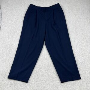Gap Womens Navy Blue Pleated Pull On Tapered Dress Pants Size 12 Regular Zipper
